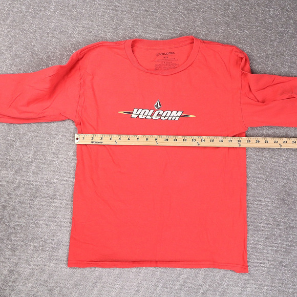 Volcom Cheezmoso Spellout Logo Medium Red Long Sleeve T-Shirt - Picture 4 of 9
